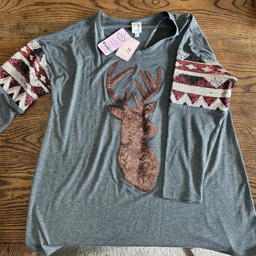 Soft sequin deer shirt